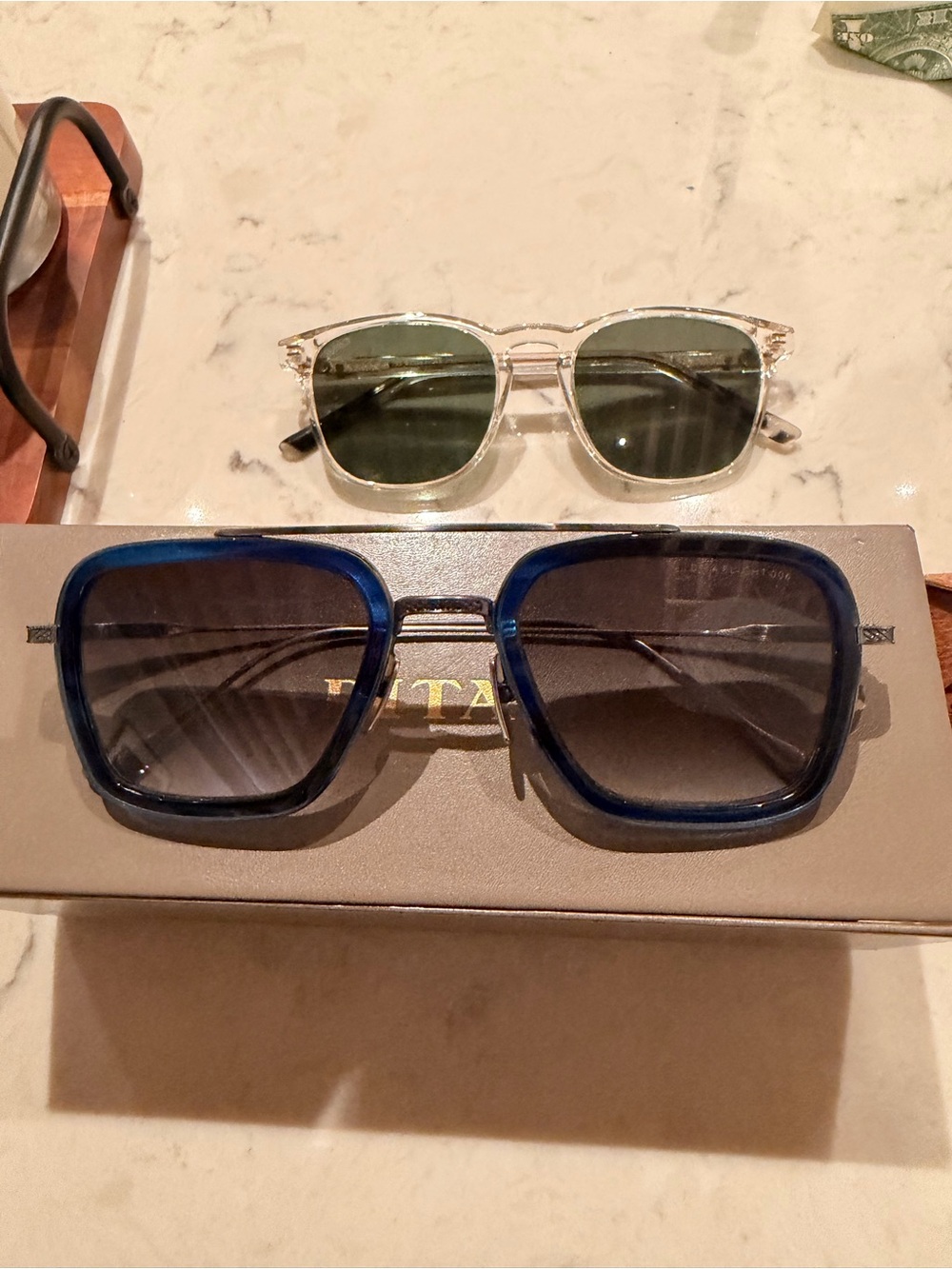 DITA Flight 006 Blue Square Frame Sunglasses with Gradient Lenses